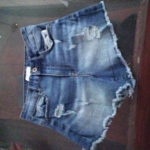 Ripped denim shorts